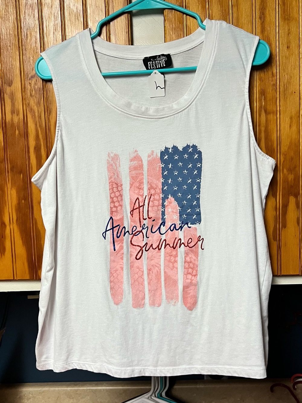 White 'All American Summer' Graphic Tank size L